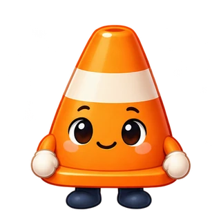 Conny, the smiling orange traffic-cone mascot