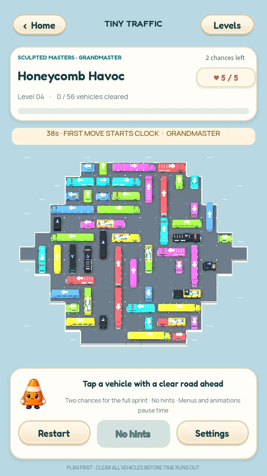Honeycomb Havoc sculpted parking puzzle